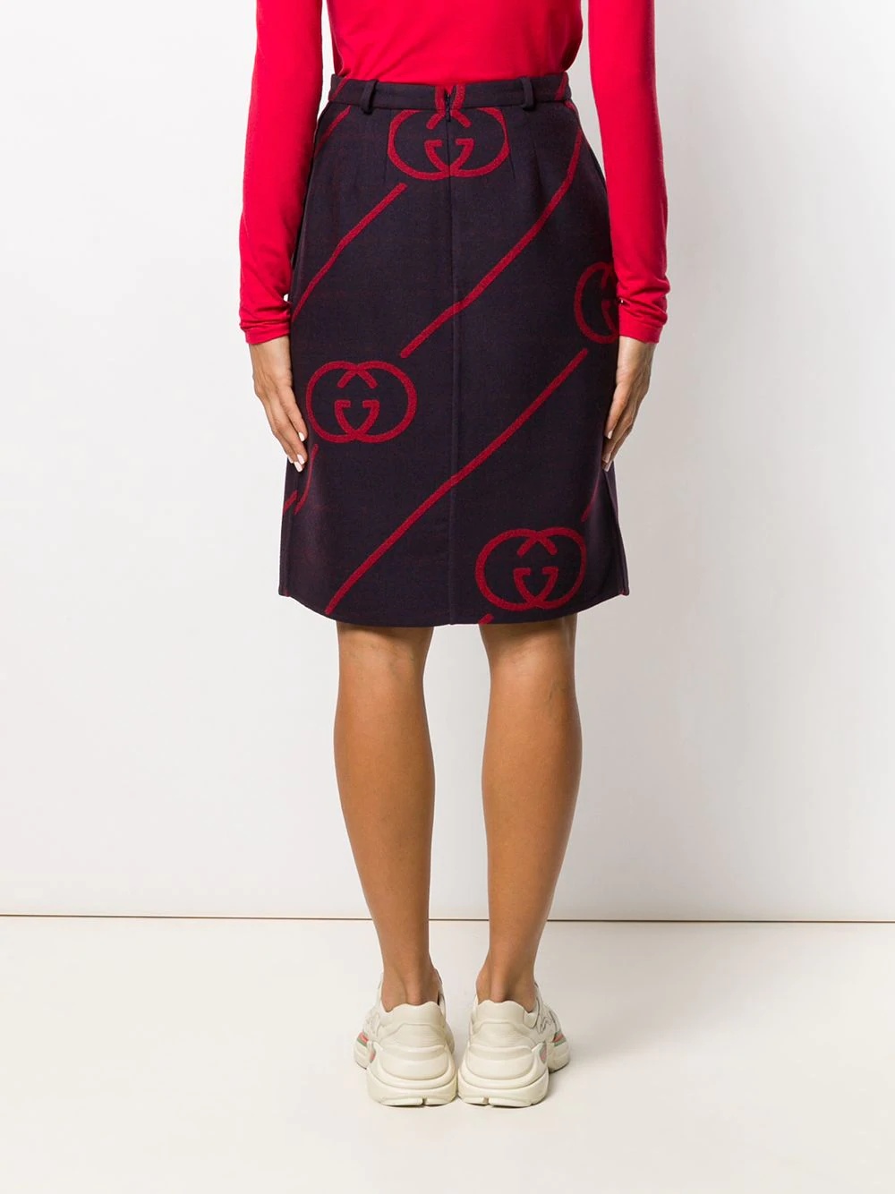 interlocking G reversible wool skirt - 4