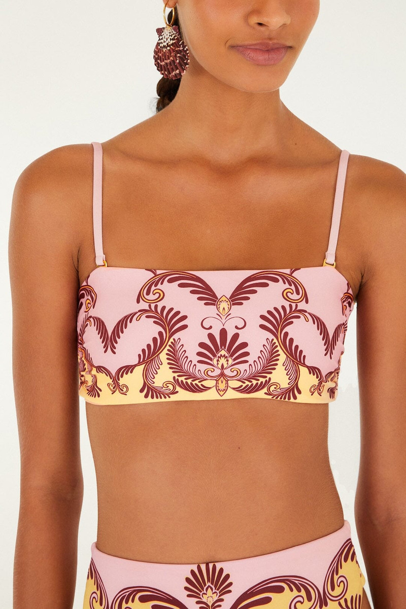 Soft Yellow Arabesc Bandeau Bikini Top 4
