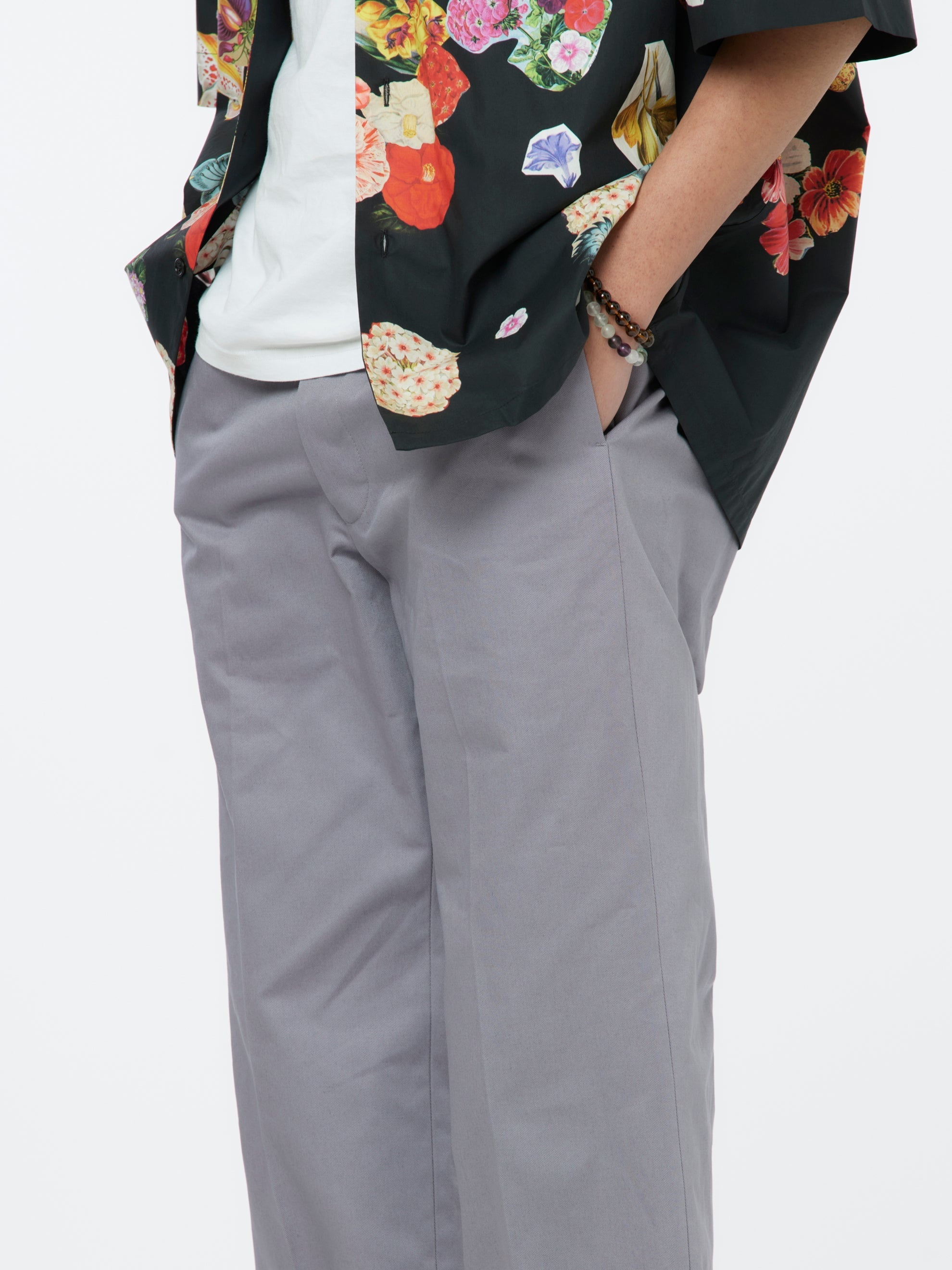 LEATHER LACE CHINO PANTS (MERCURY) - 3