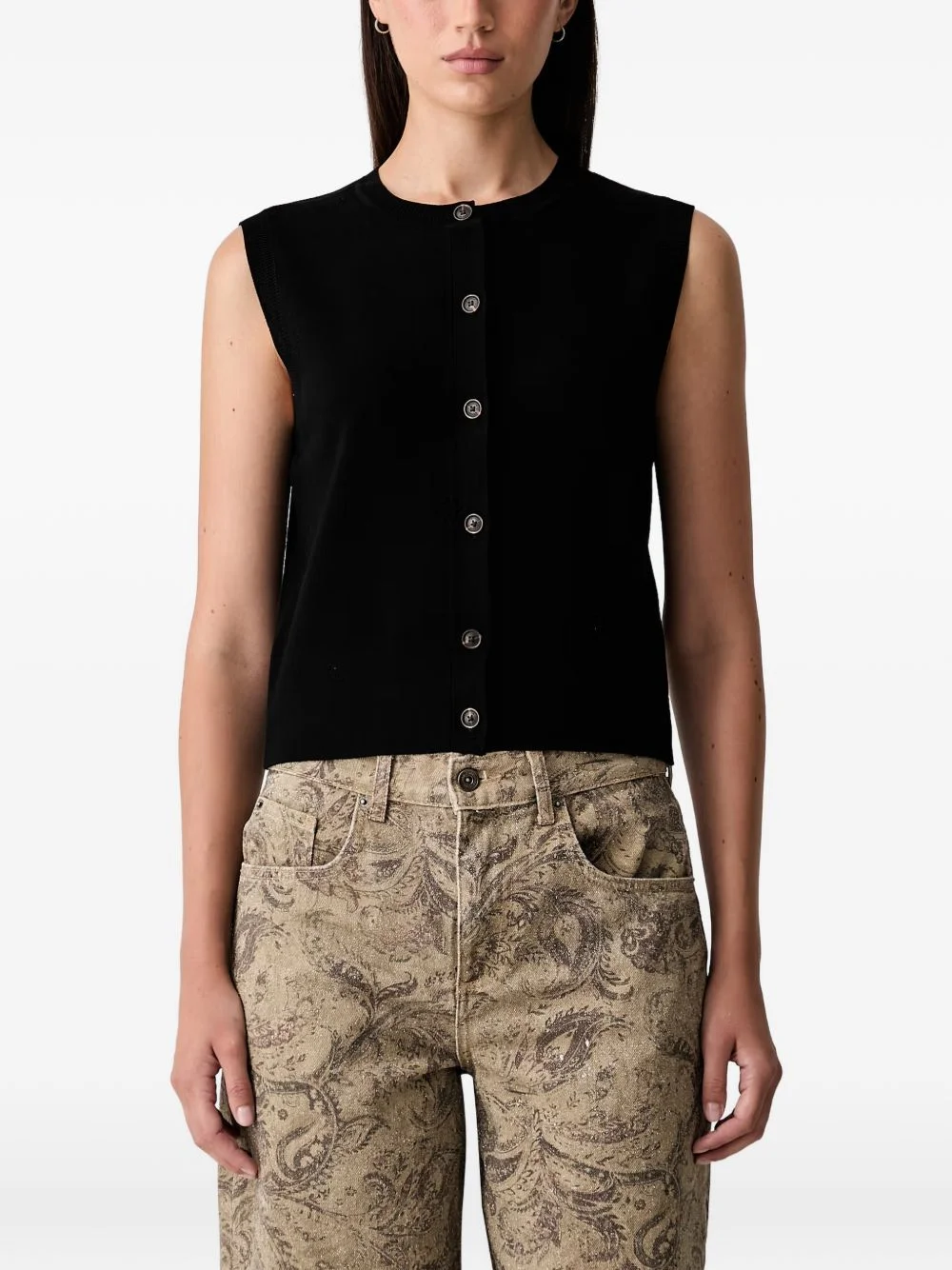embroidered sleeveless top - 1