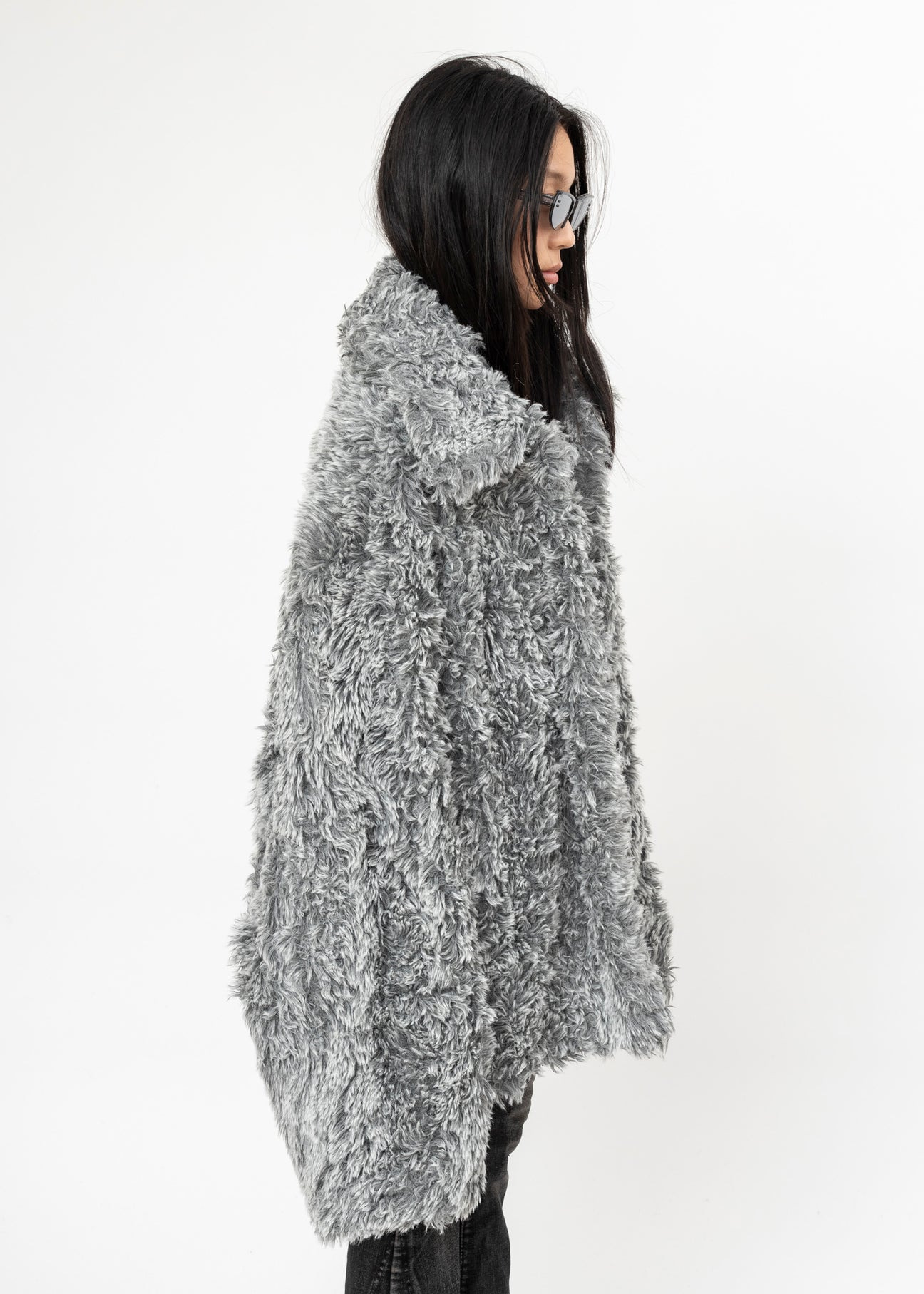 GREY DOUBLET SINISTER MOUTH FAUX FUR JACKET - 2
