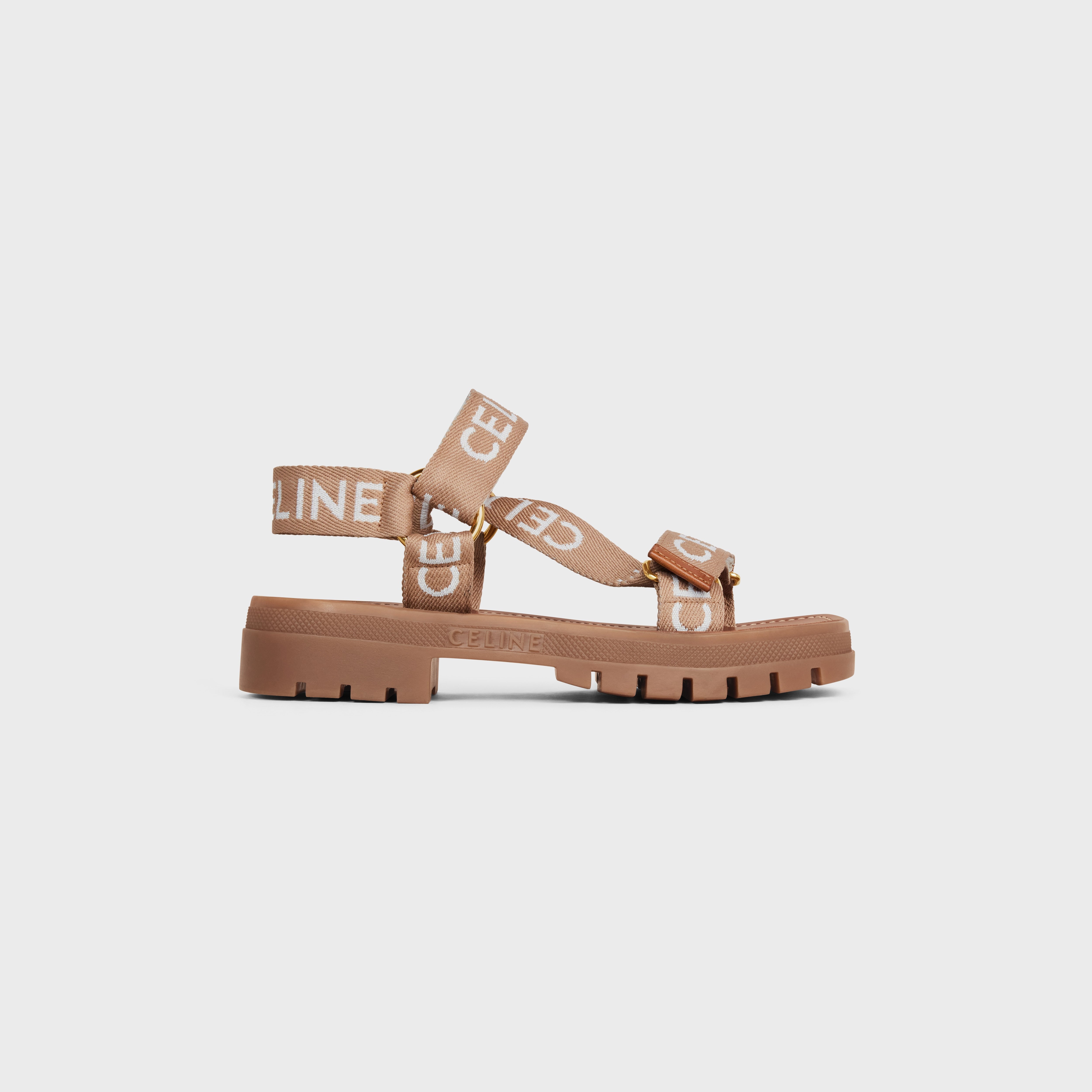 CELINE LEO STRAPPY SANDAL in WOOL WITH "CELINE" JACQUARD - 1