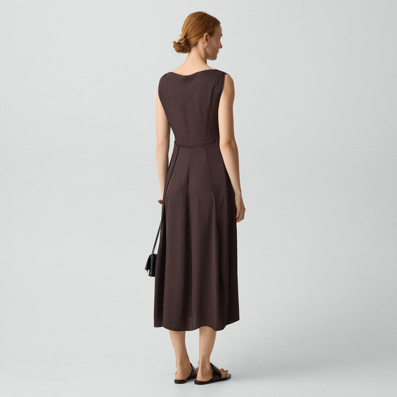 Theory Draped Midi Dress in Washed Twill outlook