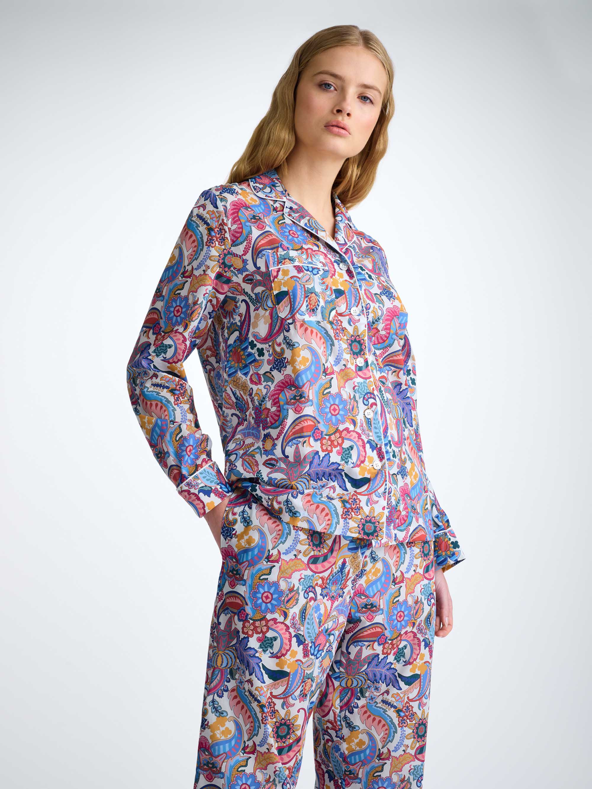 Women's Pajamas Cotton Batiste Multi Jungle Paisley Print - 3
