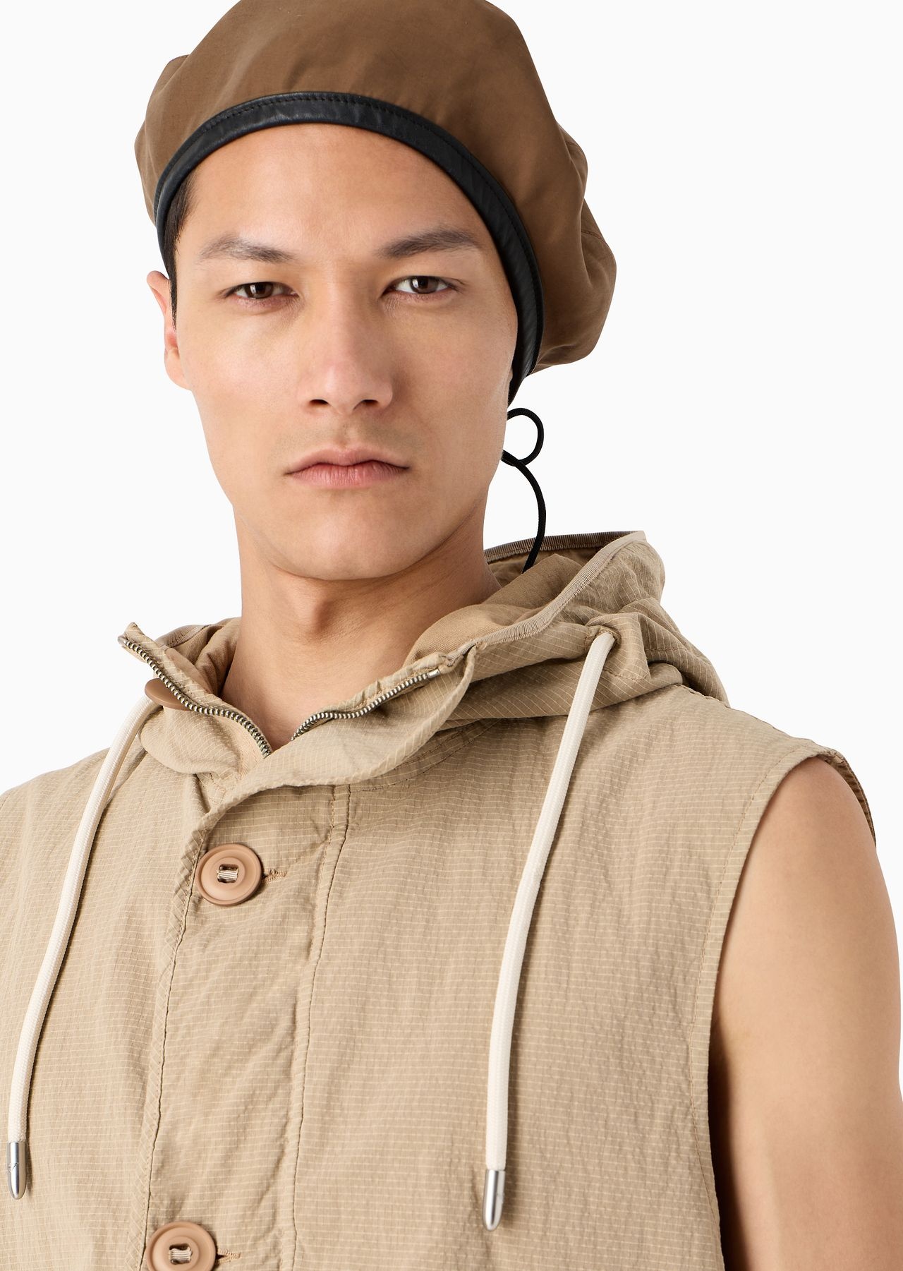 Emporio Armani Sustainability Values Capsule Collection garment-dyed organic ripstop sleeveless hood - 5