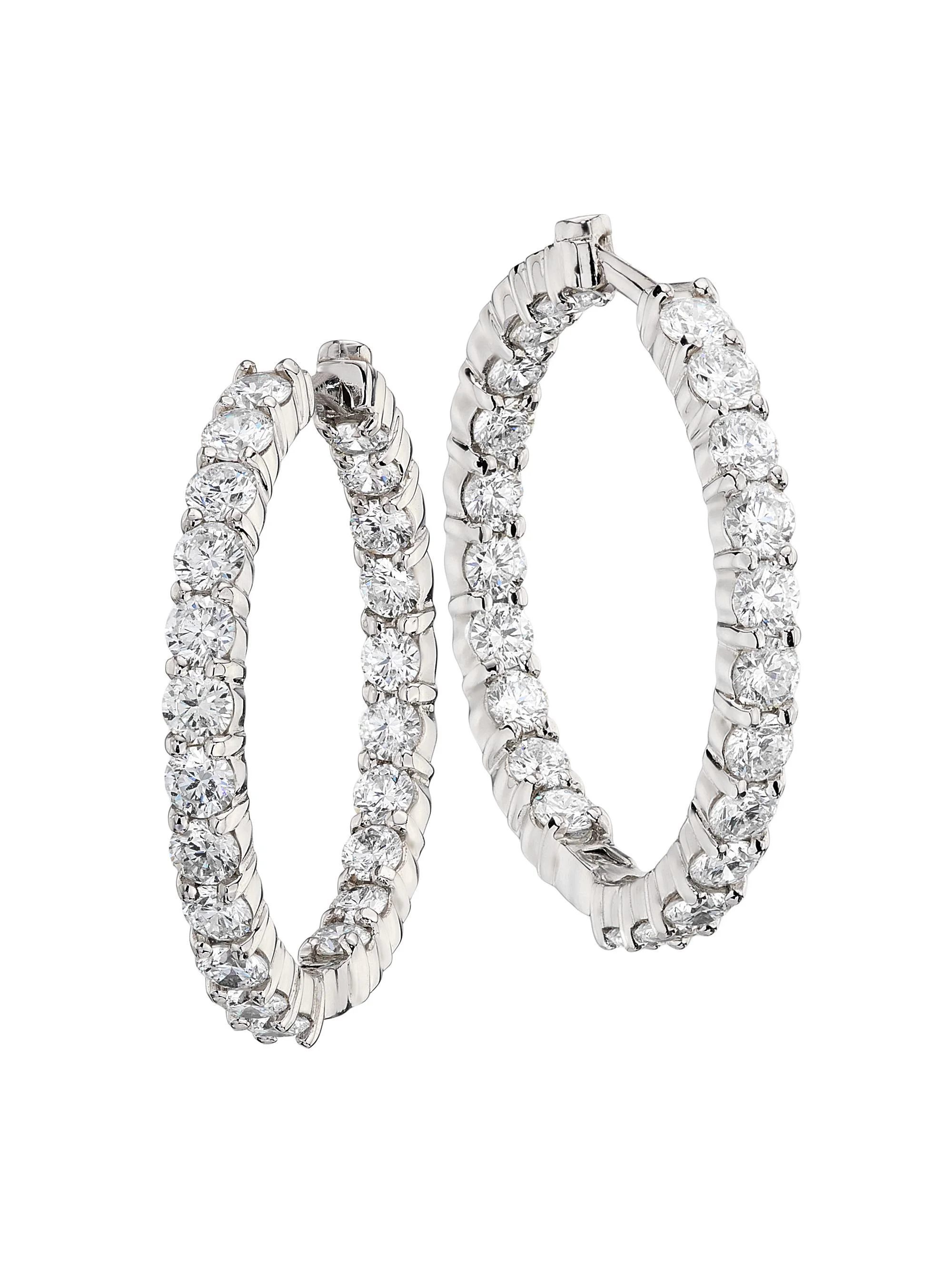Women's Perfect Diamond Hoops 18K Yellow Gold & 3.43 TCW Diamond Inside-Out Hoop Earrings - White Go - 1