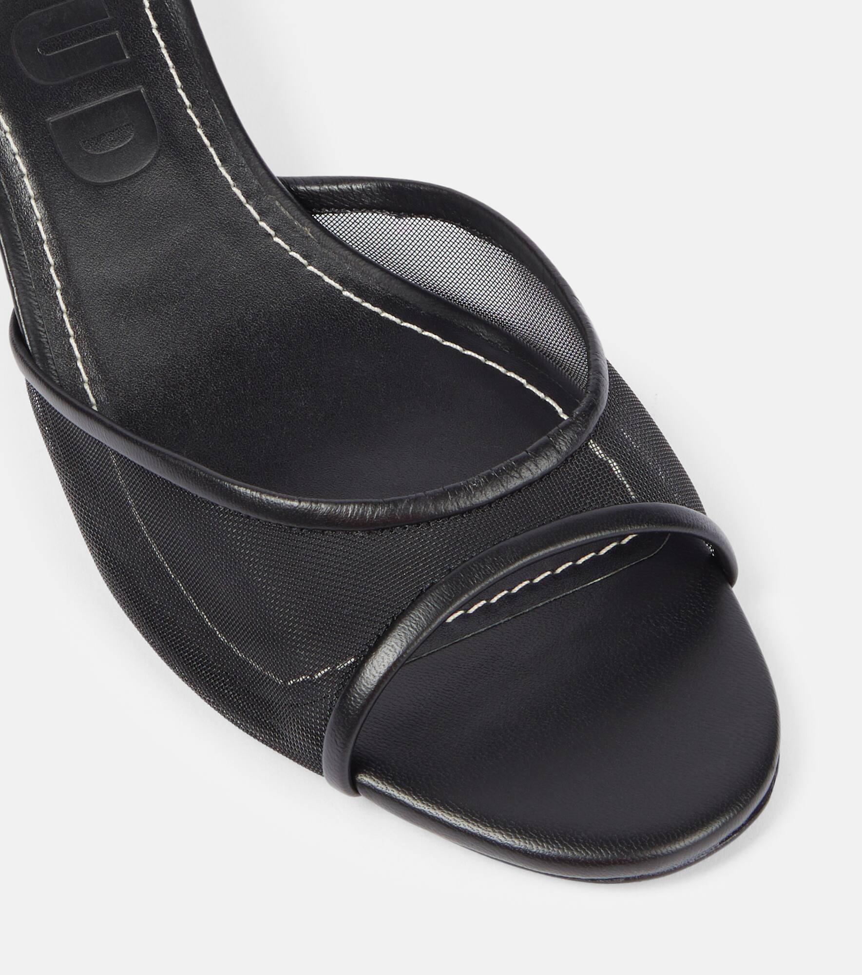 Brigitte 55 leather-trimmed mesh mules - 5