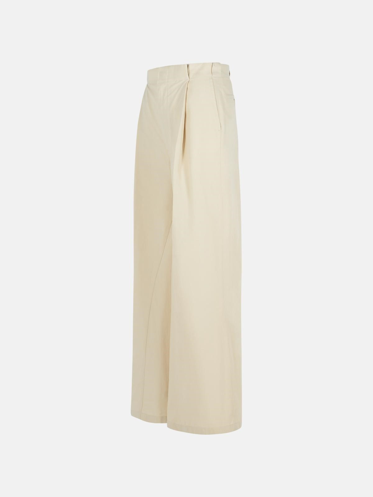 'OVER' IVORY COTTON BLEND PANTS - 2