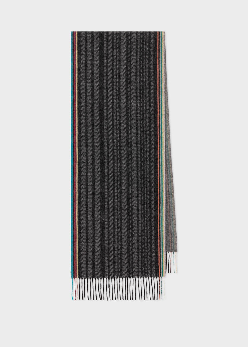 Paul Smith 'Signature Stripe' Trim Leather Gloves & Wool Scarf Gift Set outlook