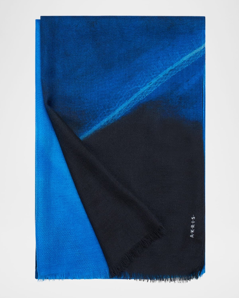 AKRIS Alyson's Cyanotype Printed Cashmere Scarf outlook