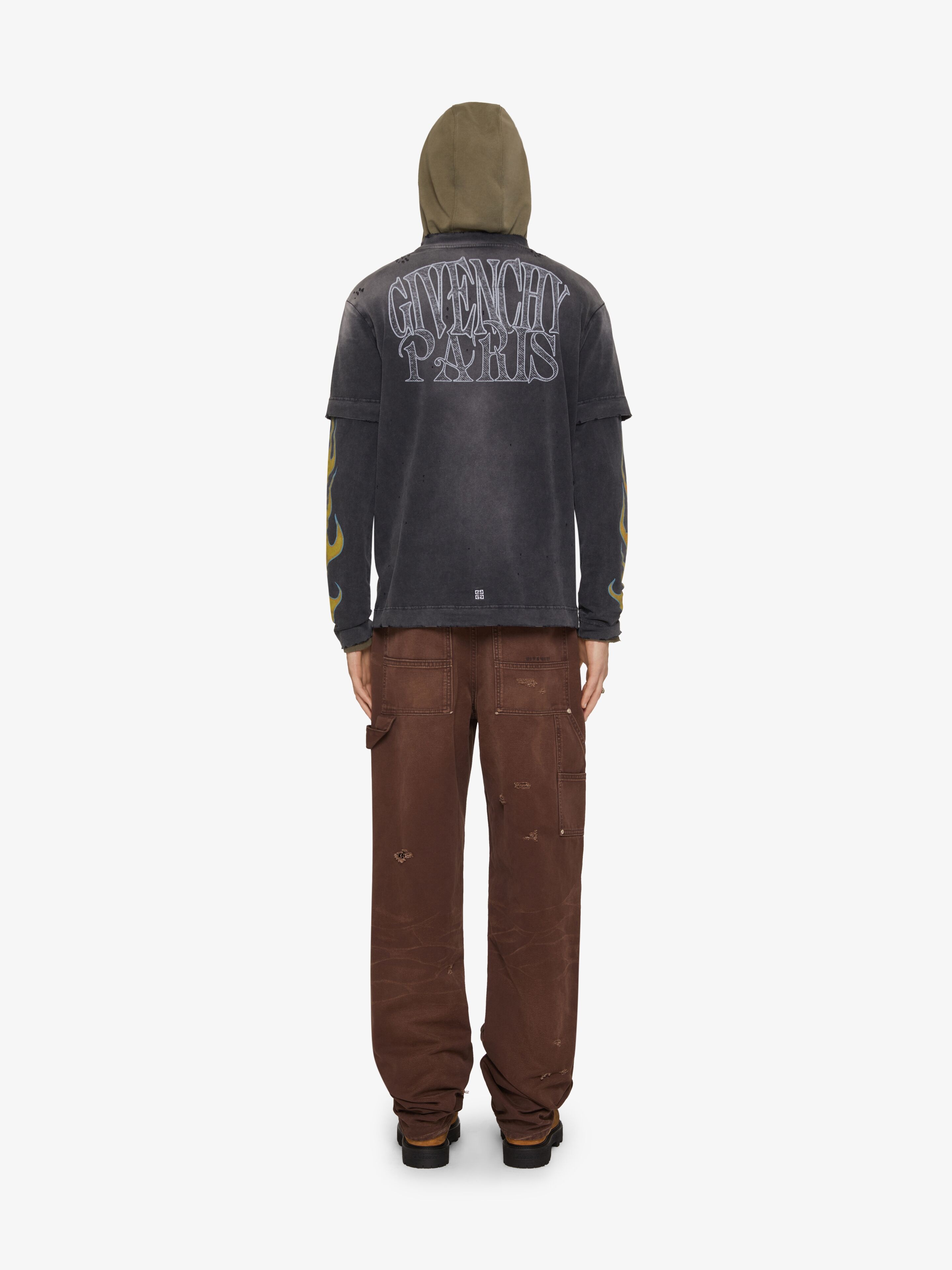 Givenchy OVERLAPPED T-SHIRT IN COTTON WITH GIVENCHY FLAMES