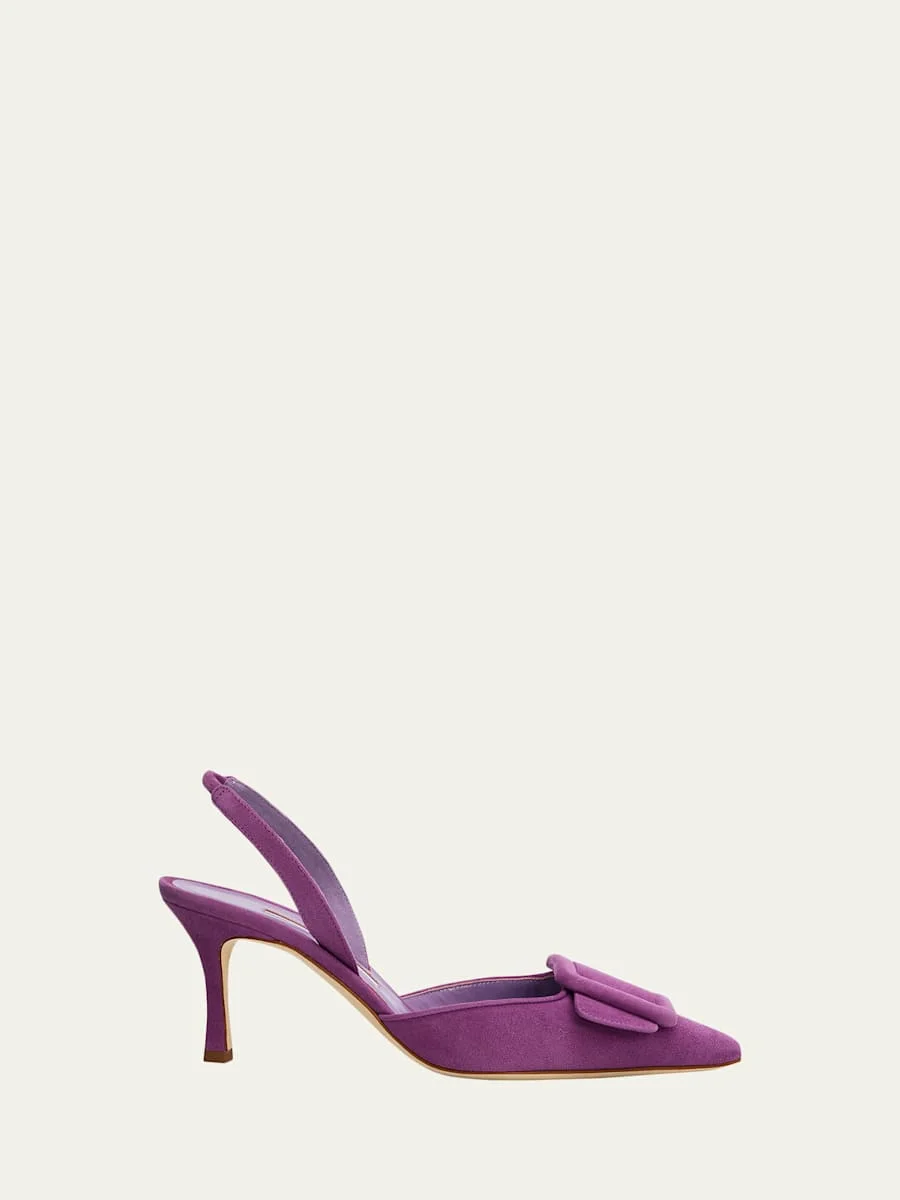 70mm Maysli Suede Slingback Pumps - 1
