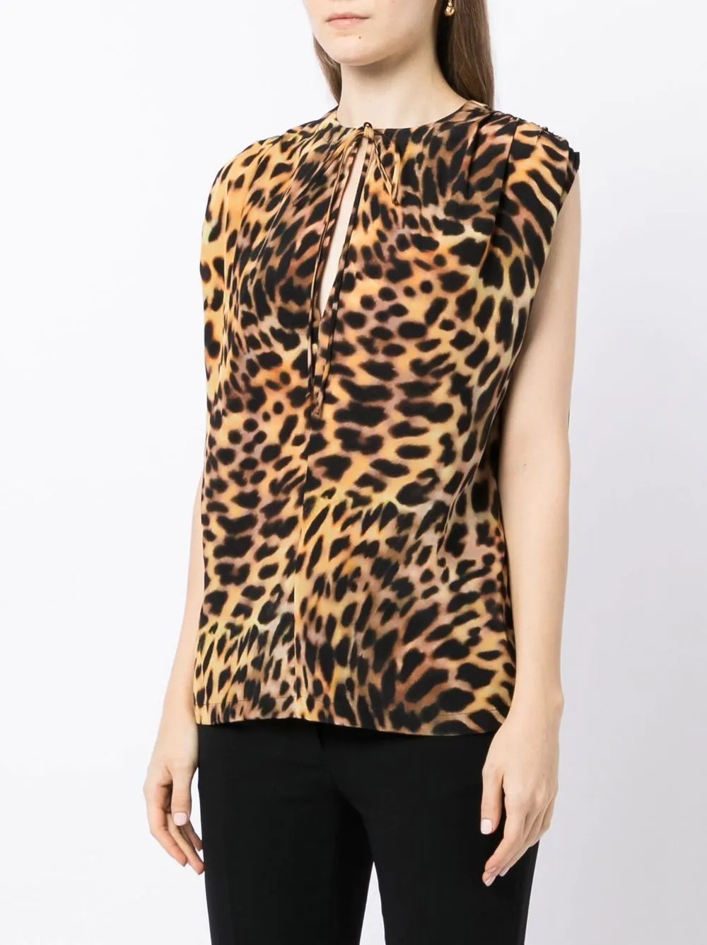 leopard-print silk blouse - 3