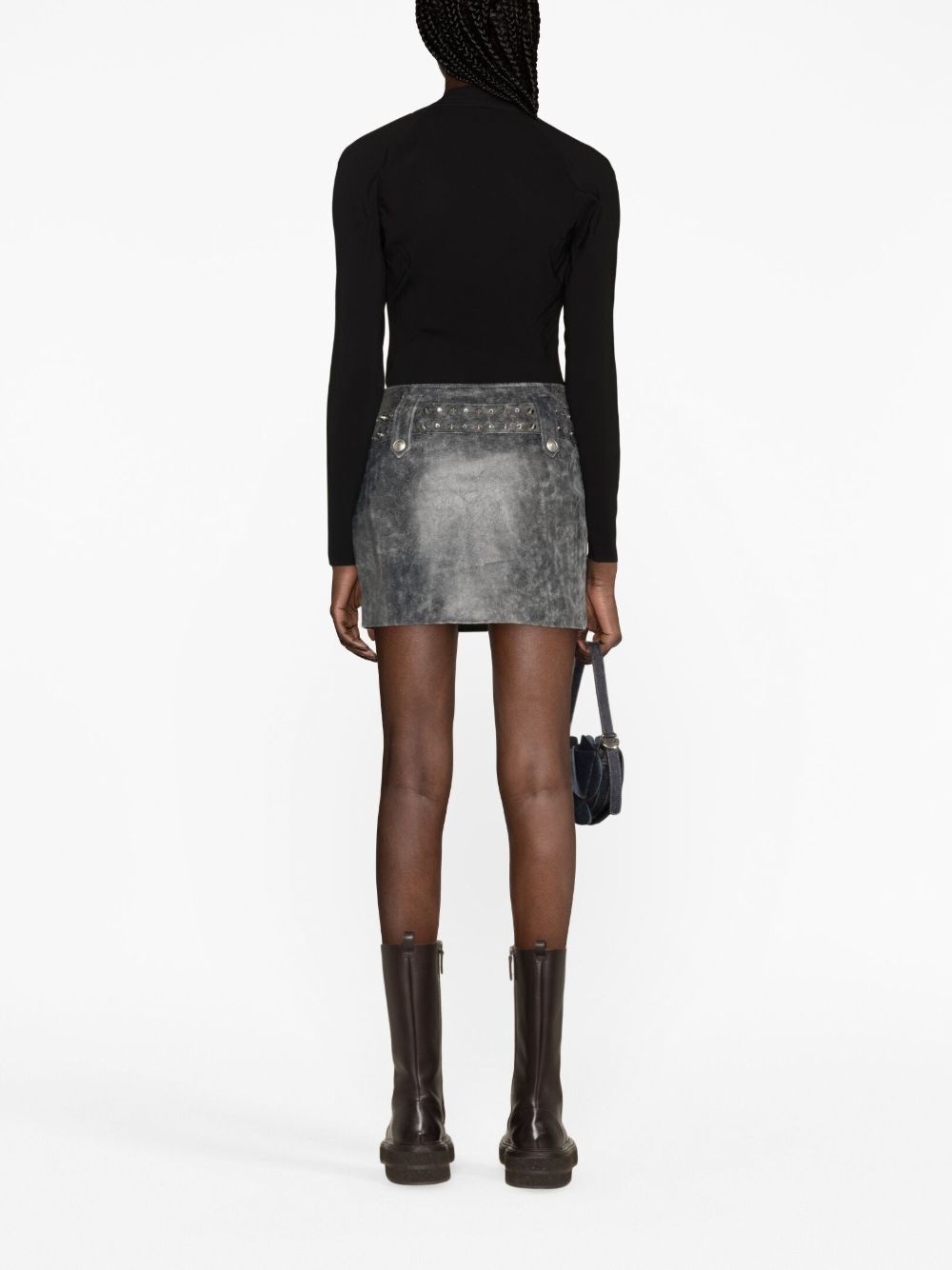 belted leather miniskirt - 3