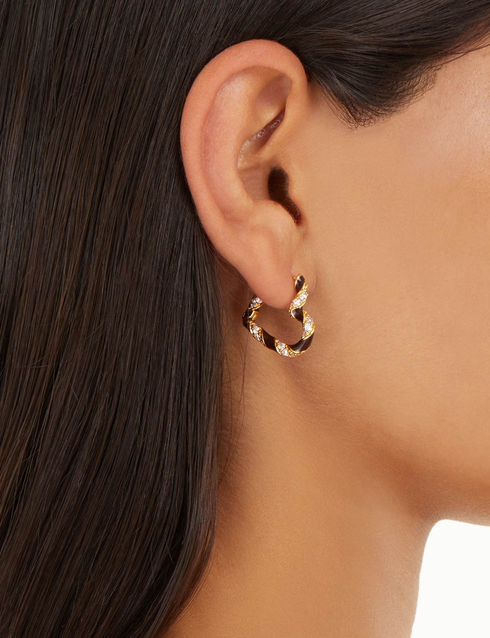 CANDY STRIPE PAVE HEART HOOPS - 2
