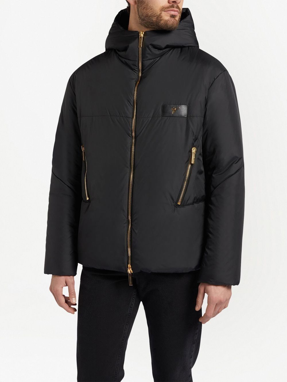 embroidered-logo zip-up bomber jacket - 3
