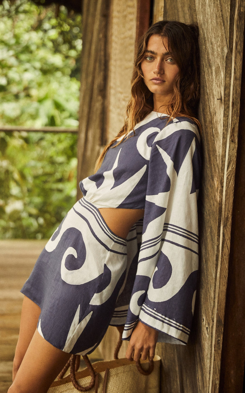 Wave After Wave Organic Linen Mini Dress multi 5