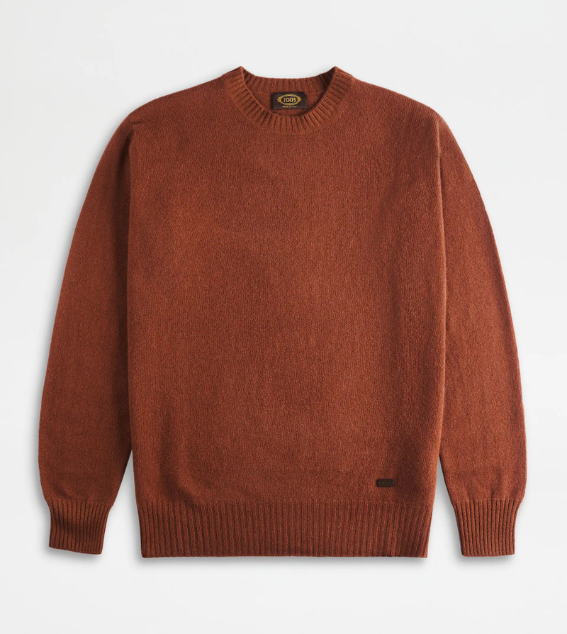 CASHMERE BLEND ROUND-NECK JUMPER - ORANGE 1