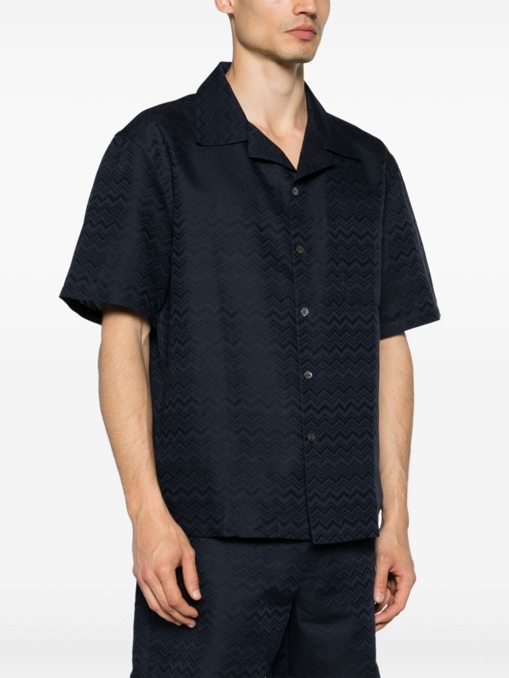 chevron-jacquard short-sleeve shirt - 3