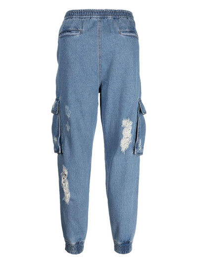 JUUN.J distressed-effect drawstring cotton tapered jeans outlook