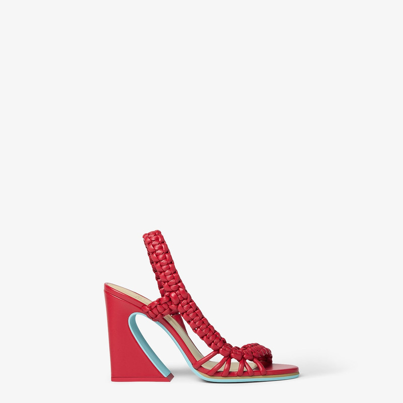 Fendi Arco Red leather high-heeled sandals 1