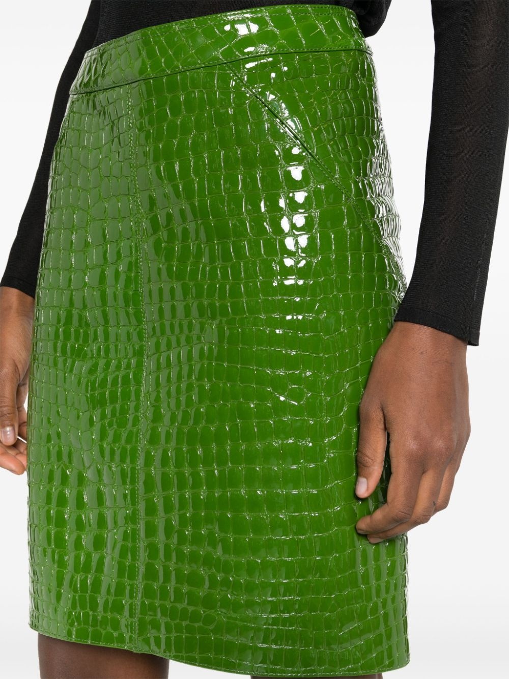 embossed-crocodile leather miniskirt - 5