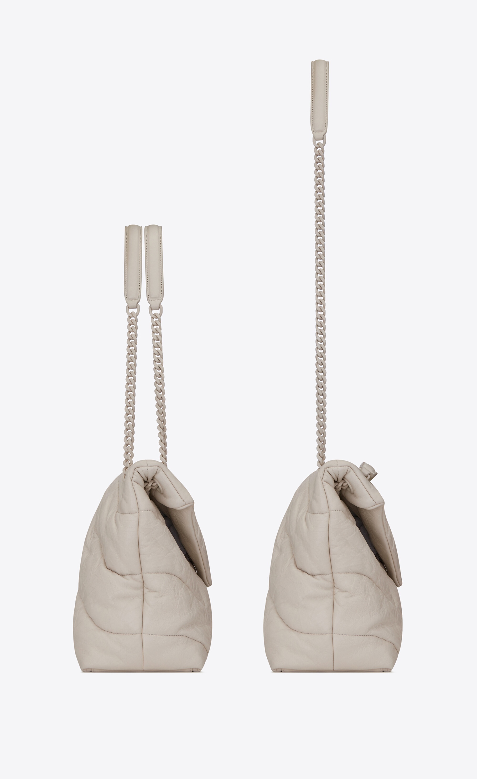 SAINT LAURENT loulou puffer medium bag in quilted wrinkly matte leather and colored hardware REVERSIBLE