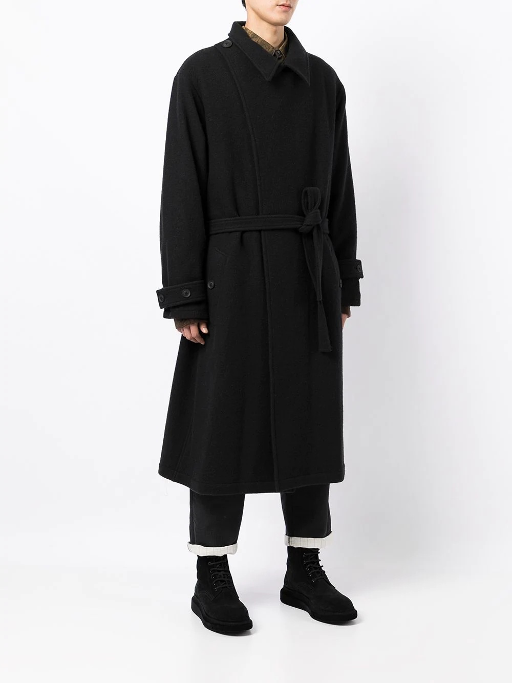 belted wool coat - 3