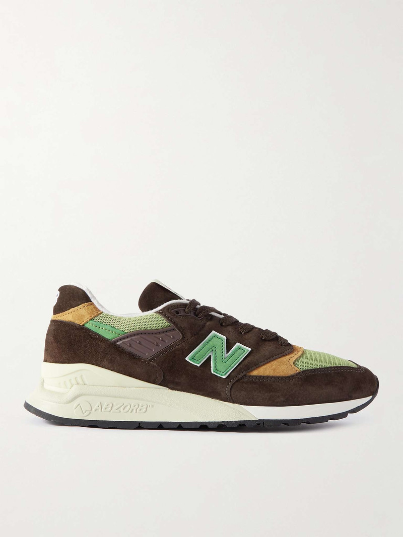 998 Mesh-Trimmed Suede and Leather Sneakers - 1