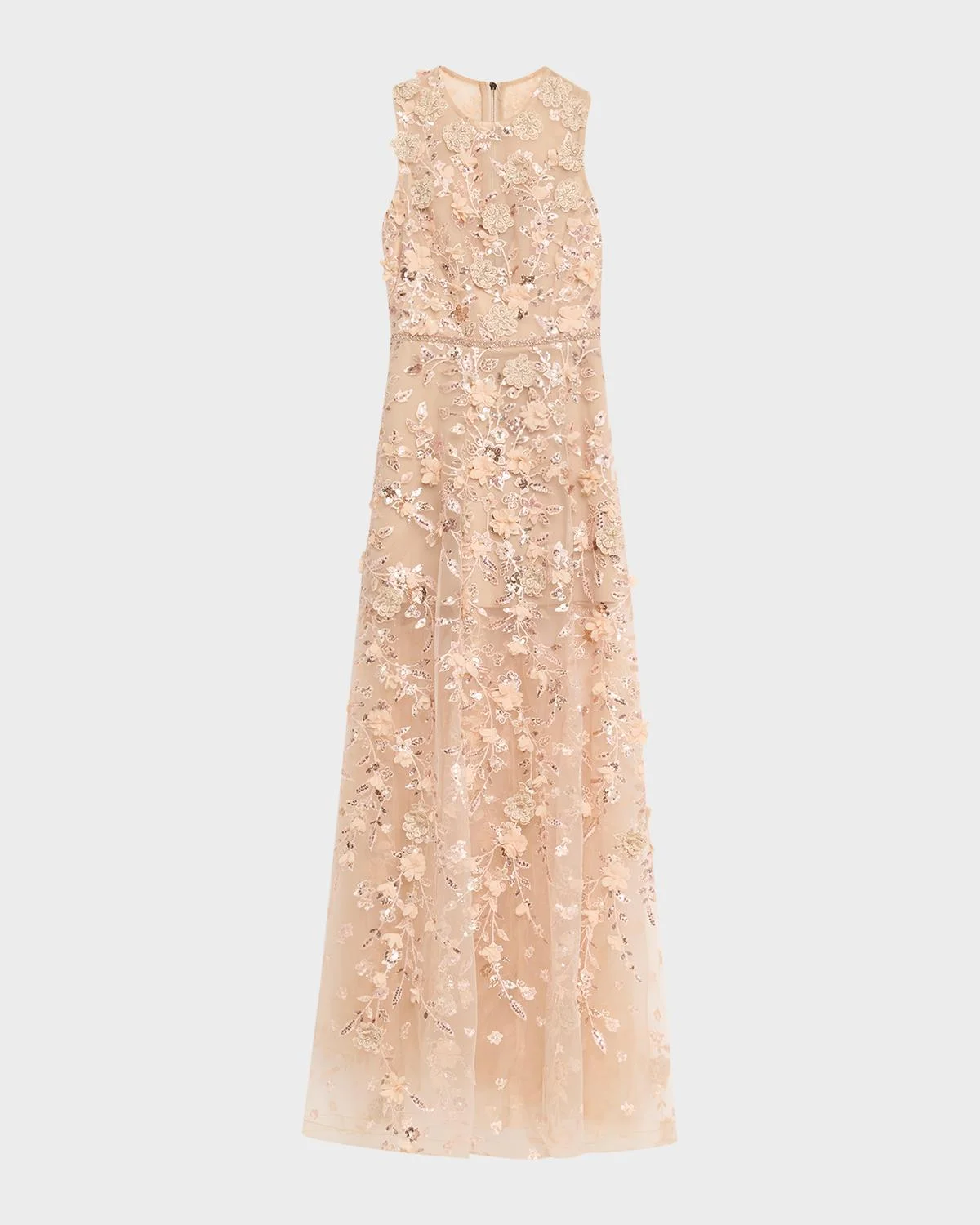 Arielle Floral Embroidered Sleeveless Gown - 1