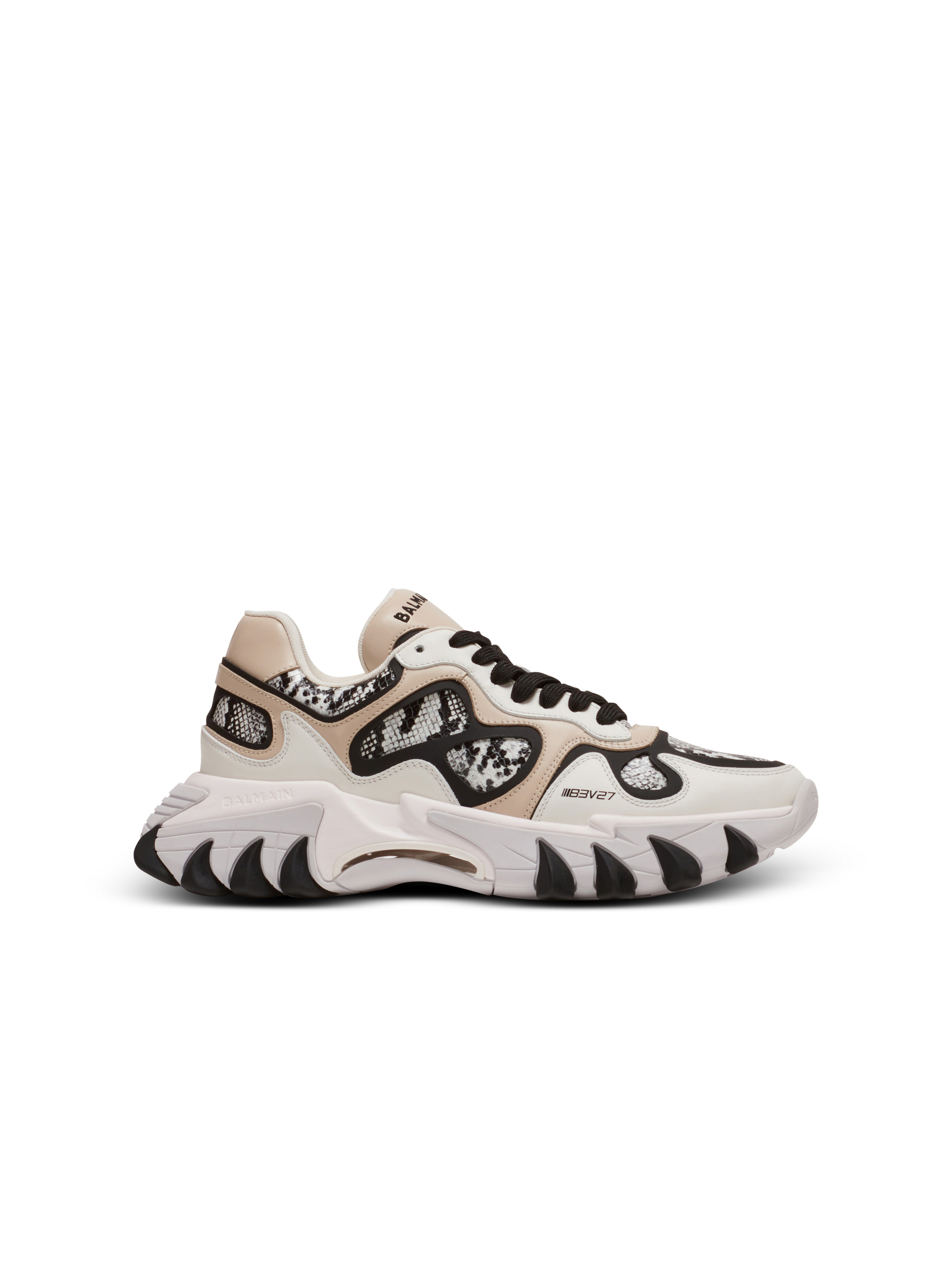 B-East snakeskin-effect leather, suede and mesh sneakers - 1