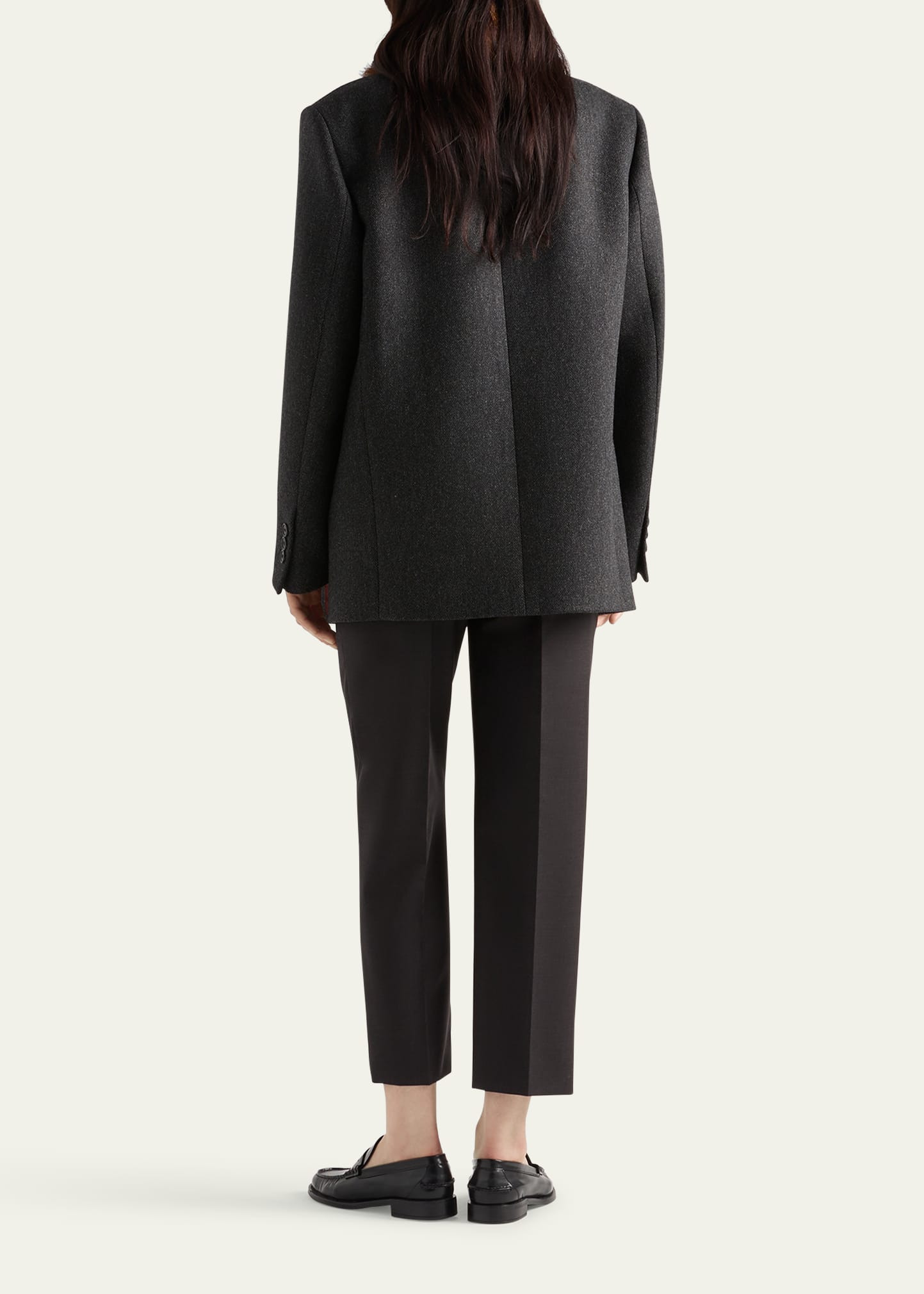 Cropped Wool Check Tailored Pants - 3