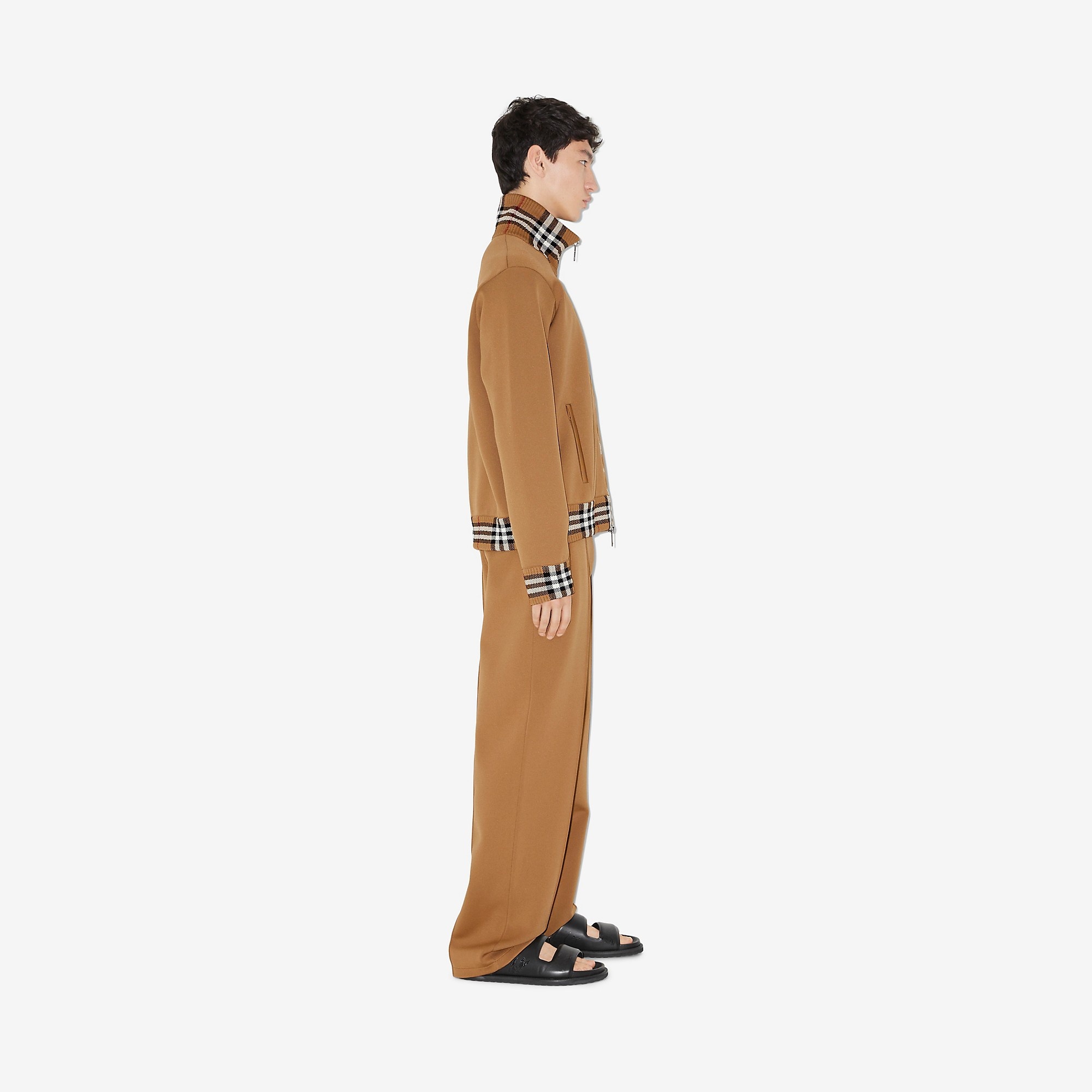 Check Trim Viscose Blend Track Jacket - 3