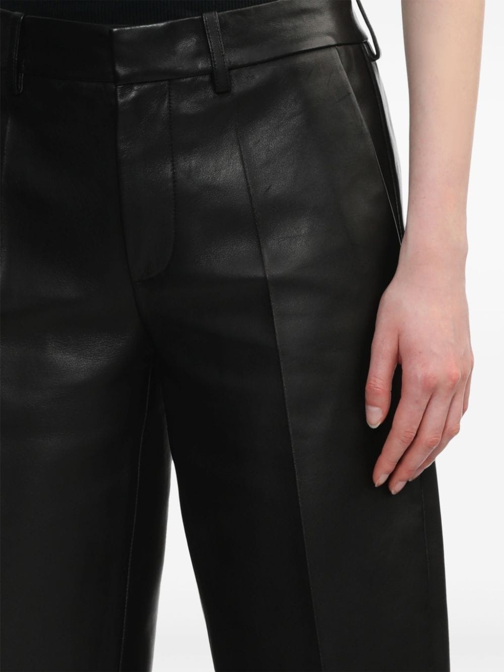 leather knee-length shorts - 5