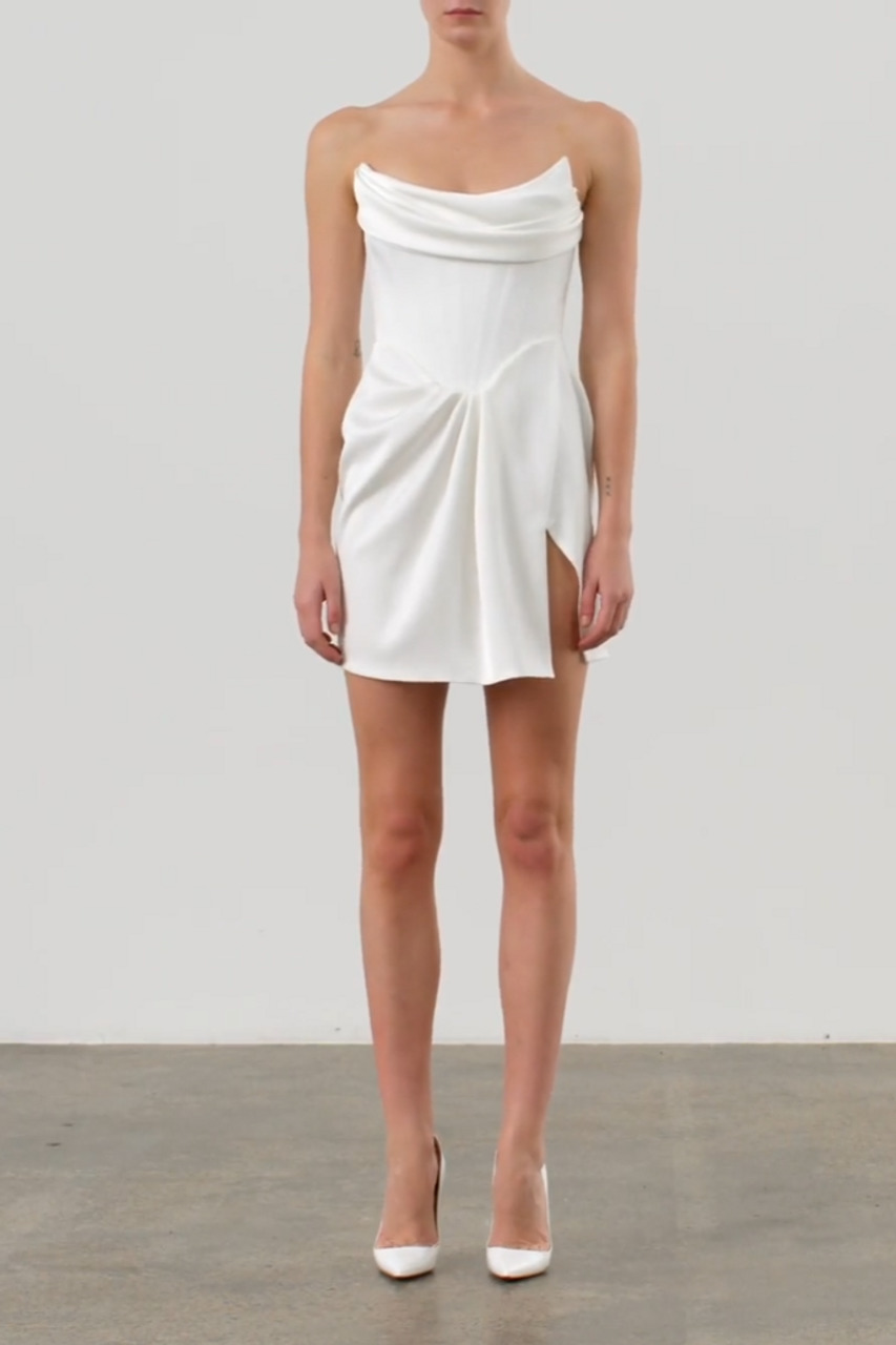 Audra Draped Satin Corset Dress - 4