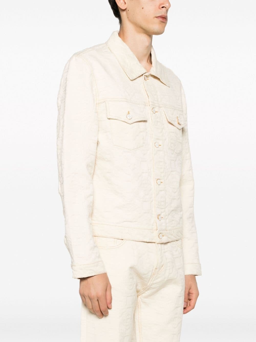 monogram-jacquard denim jacket - 3