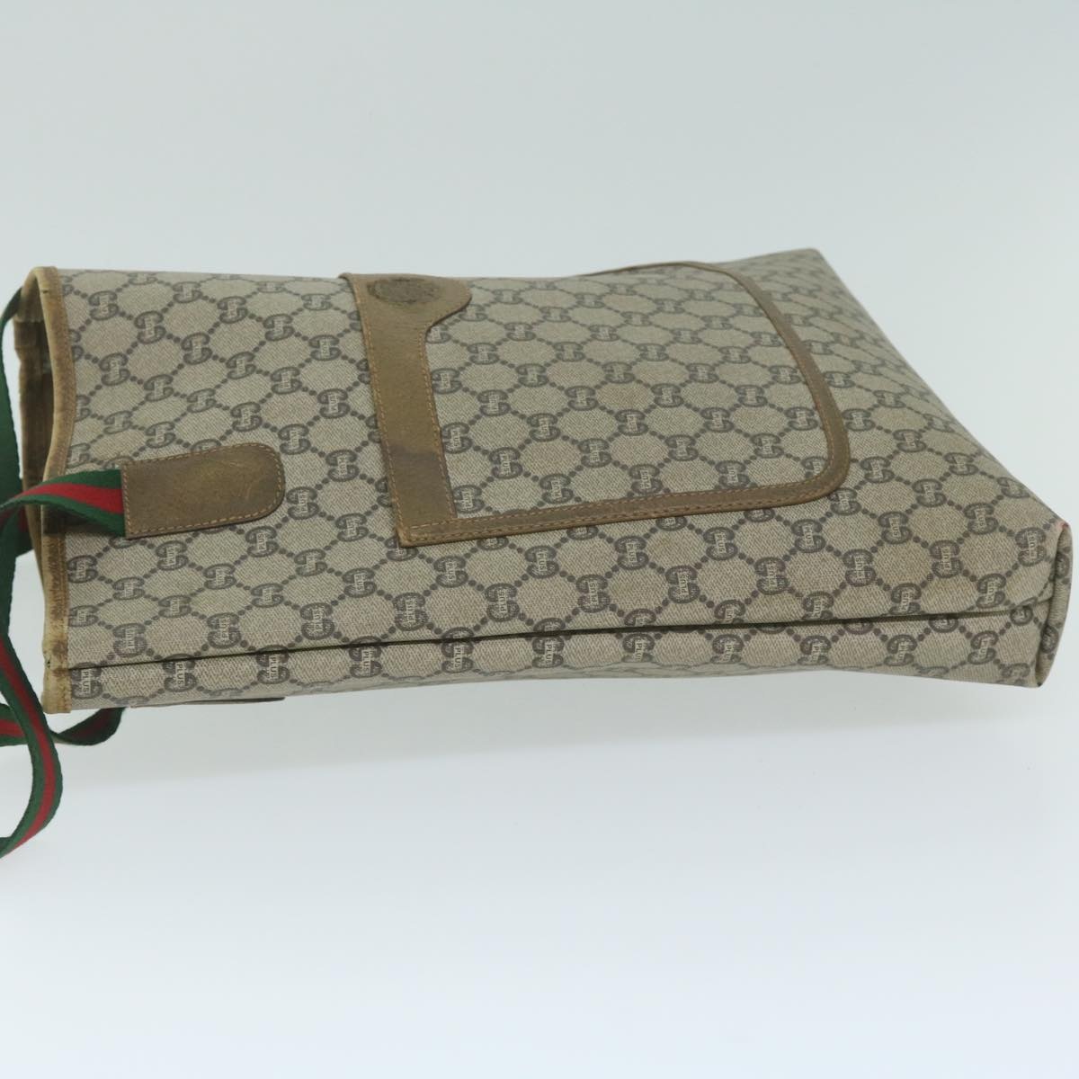 GUCCI GG Plus Supreme Web Sherry Line Tote Bag Beige Red Green - 5
