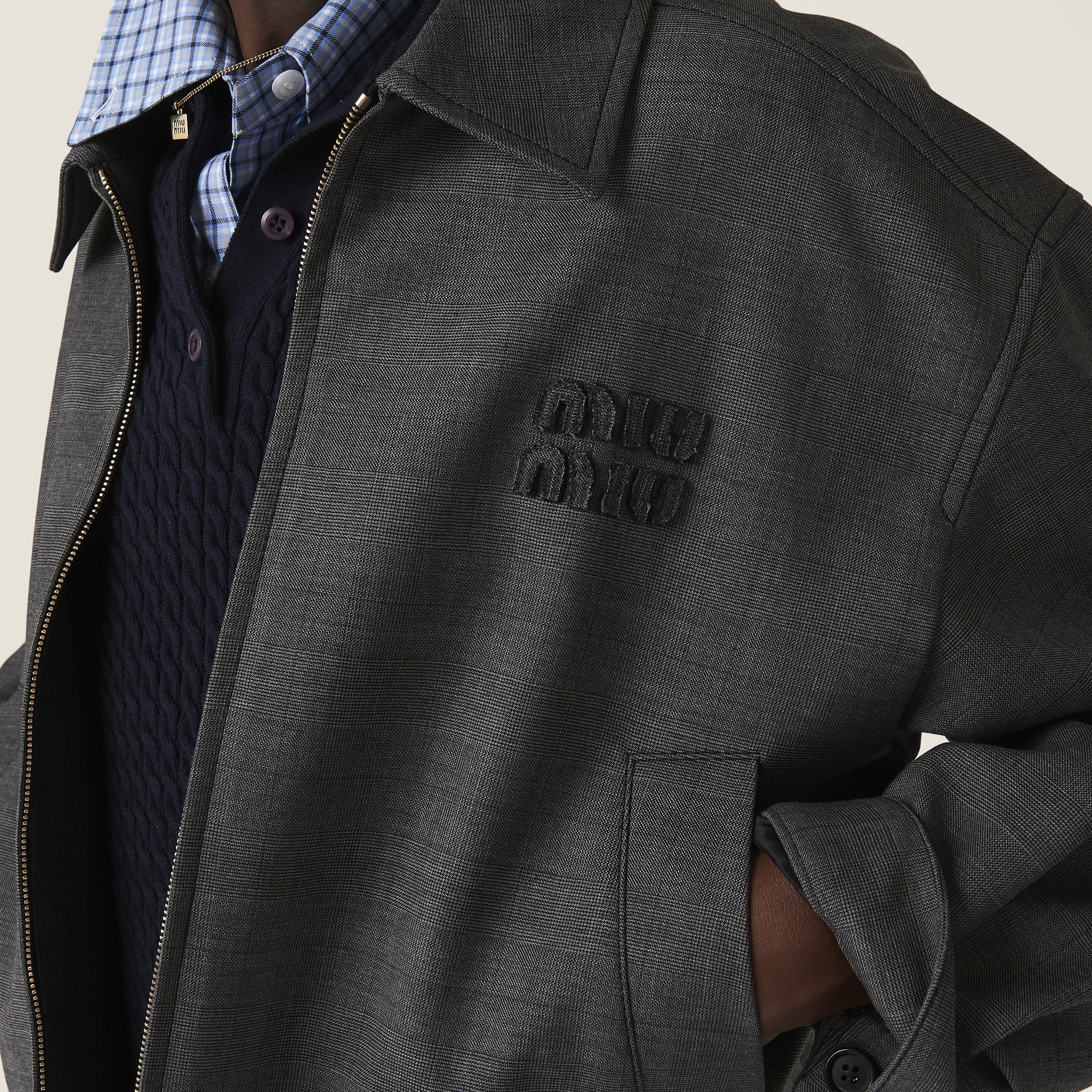 Prince of Wales check blouson jacket - 4