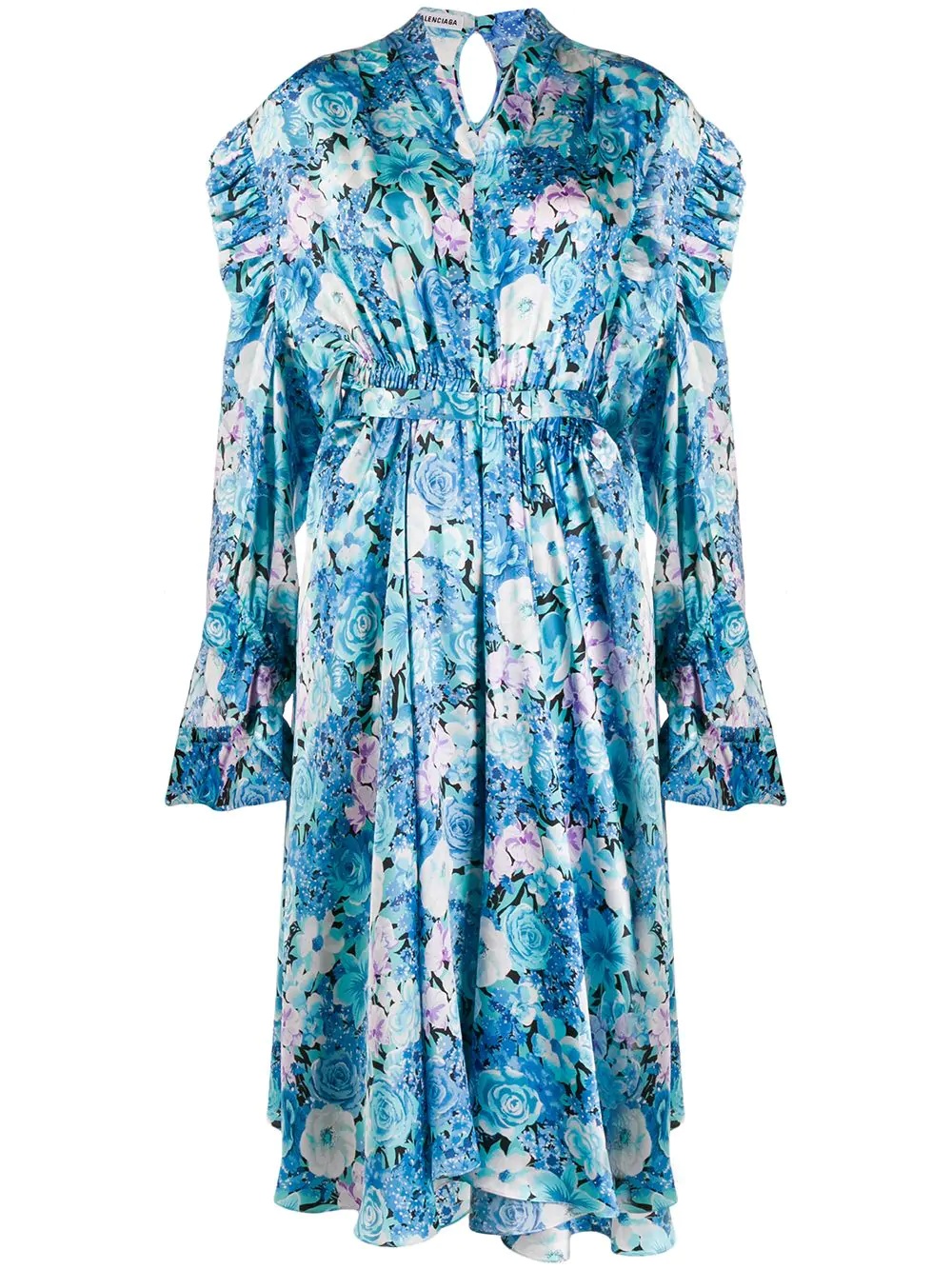 floral print ruffle-trimmed dress - 1