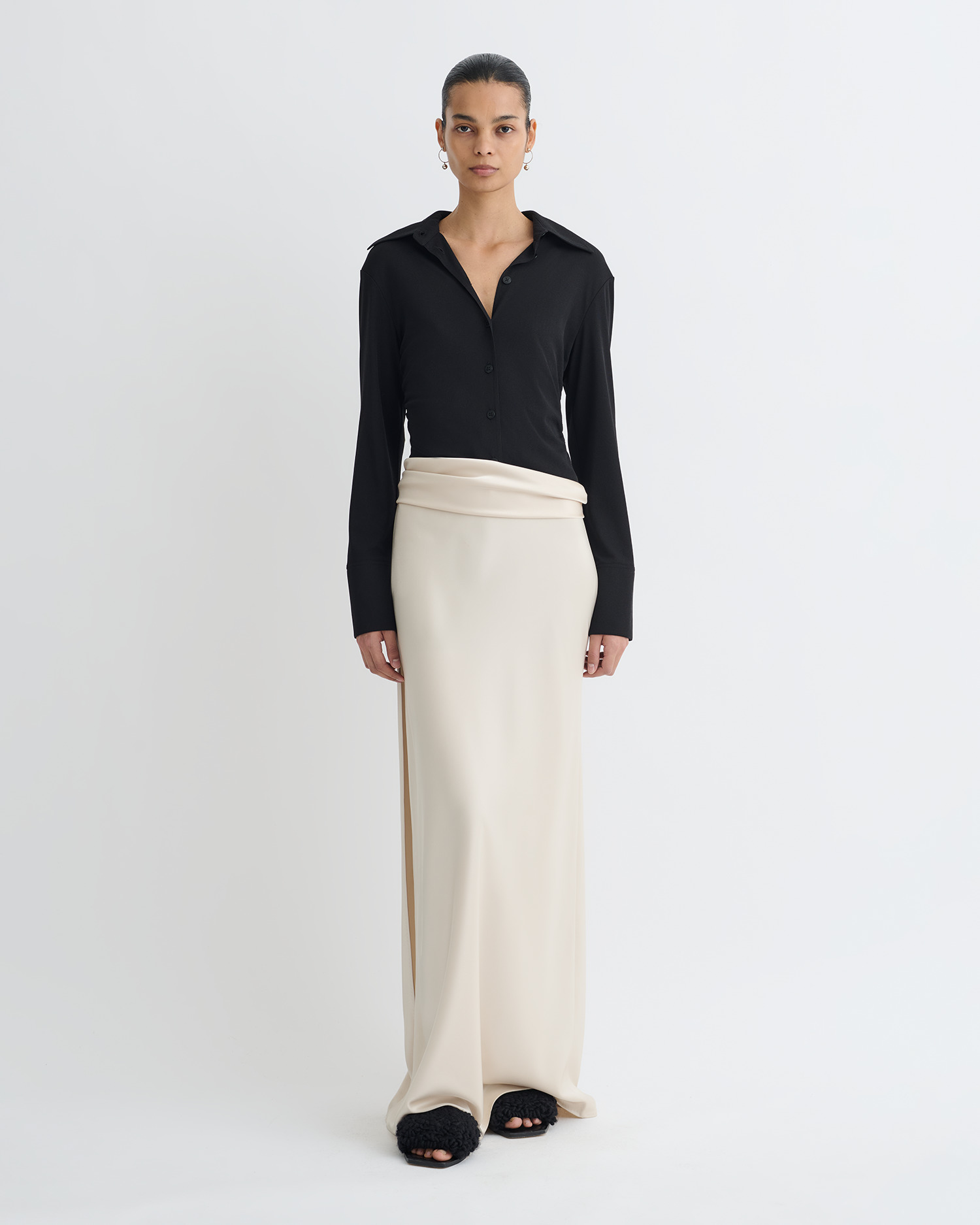 Mesh Jersey and Slip Satin Dress - 3