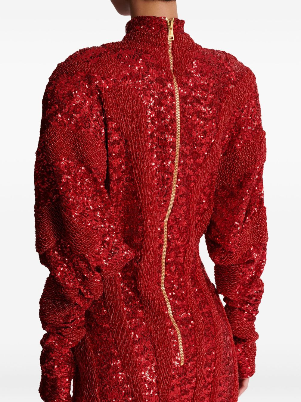 sequin mock-neck mini dress - 5