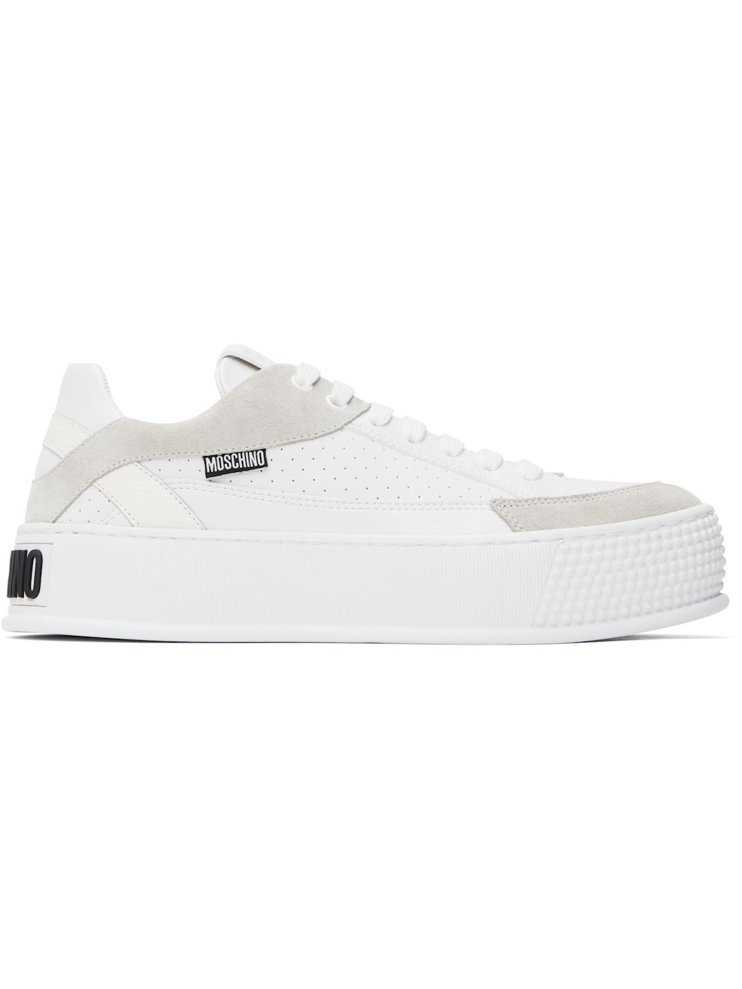 White & Gray Bumps & Stripes Sneakers - 1