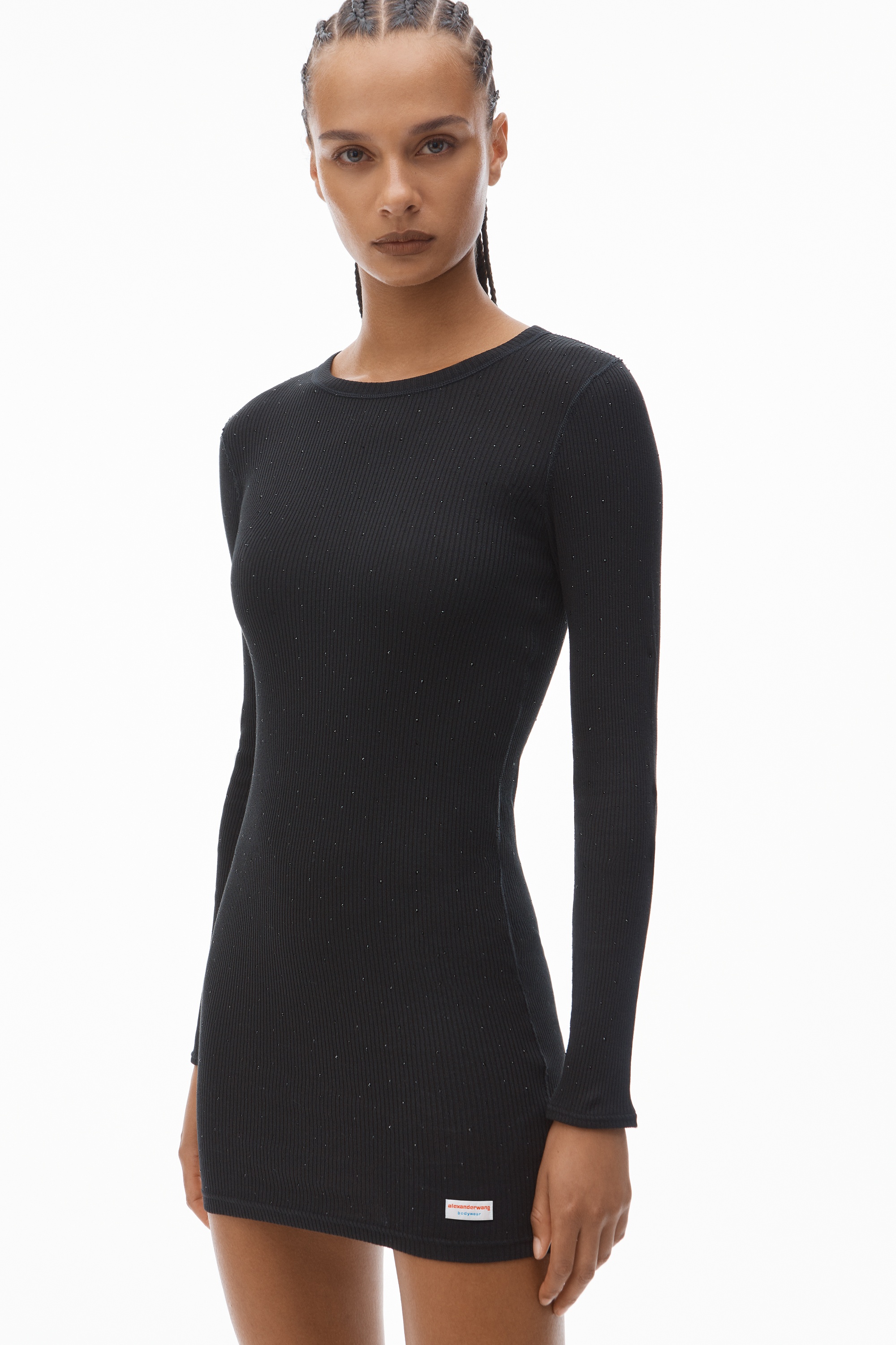 Crystal Hotfix Long-Sleeve Loungewear Minidress - 3