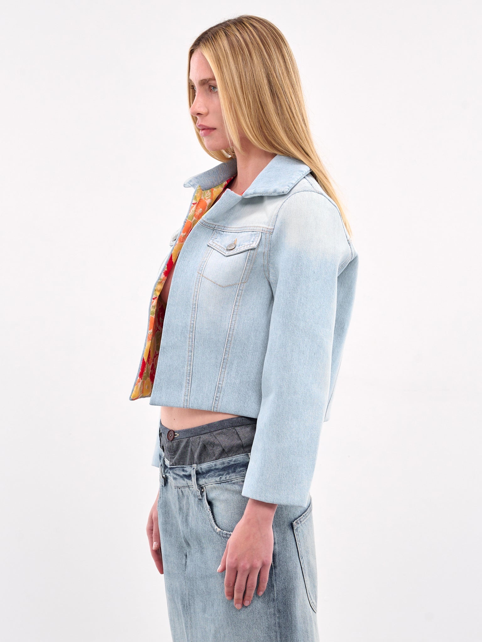Padded Crop Denim Jacket - 2