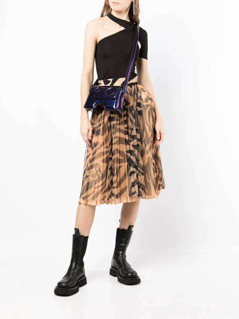 Off-White zebra-print flared skirt outlook