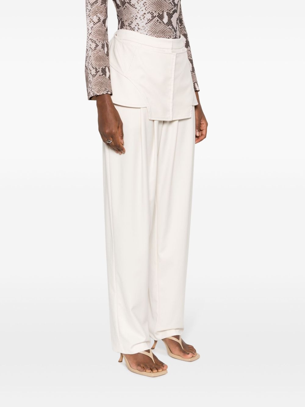 corset-detail straight-leg trousers - 3