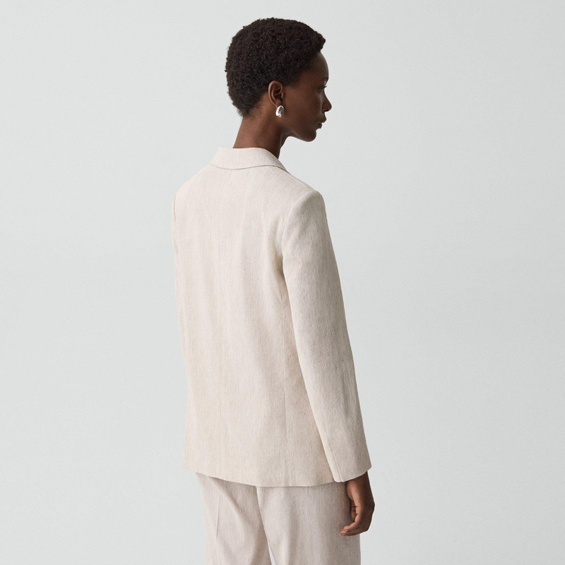 Vented Double-Breasted Blazer in Textured Linen 4