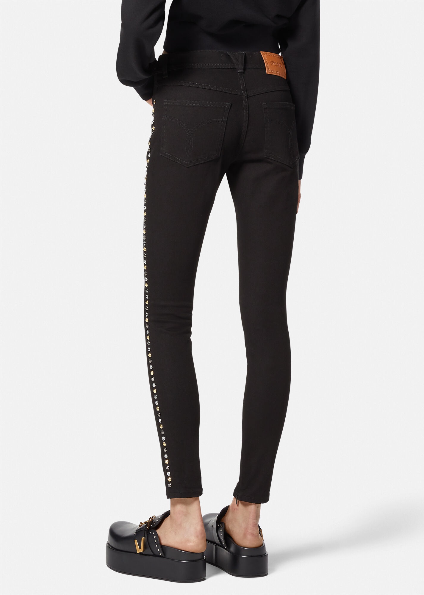 Medusa Studded Skinny Jeans - 4