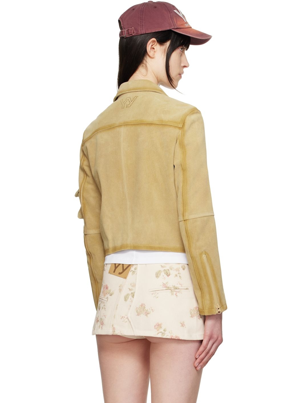 Beige Single Rider Suede Jacket - 3