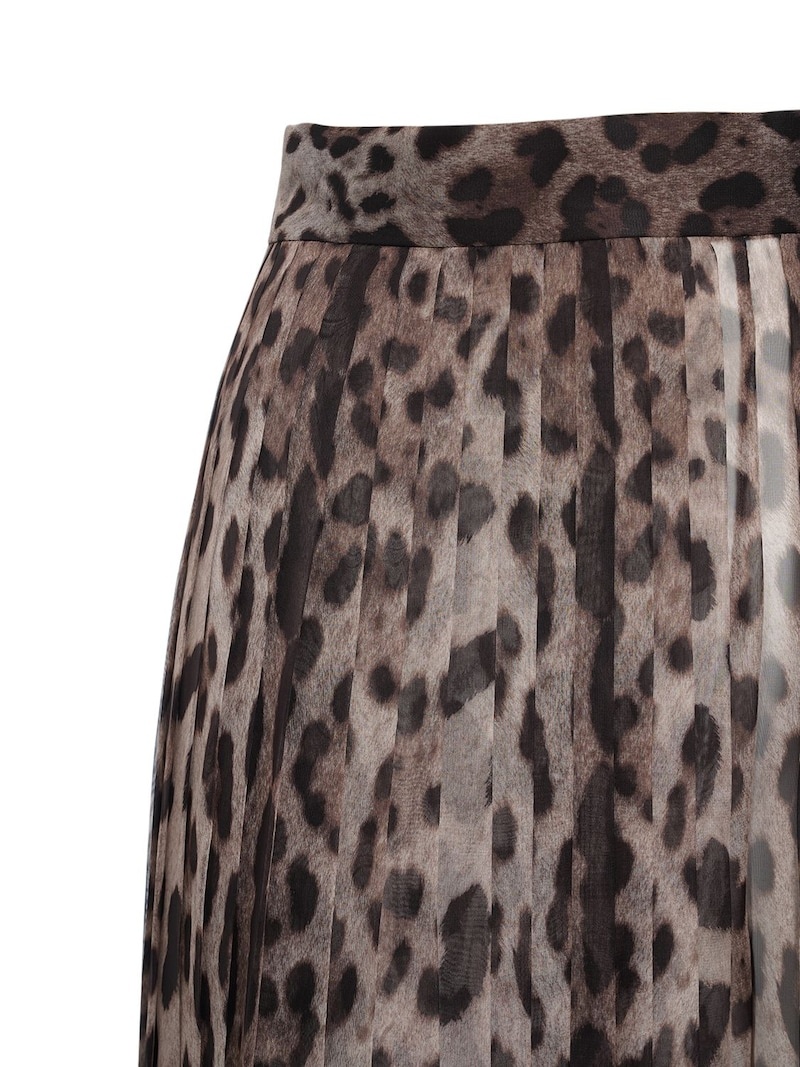 Leopard print wide chiffon pants - 4